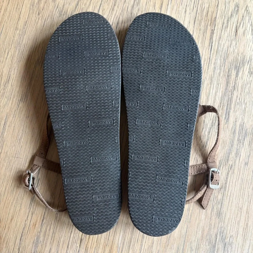 NWOT Rainbow T-Street Brwn Sandal Leather Braided Strap Thongs Wmns L; US7.5-8.5 - Picture 6 of 7
